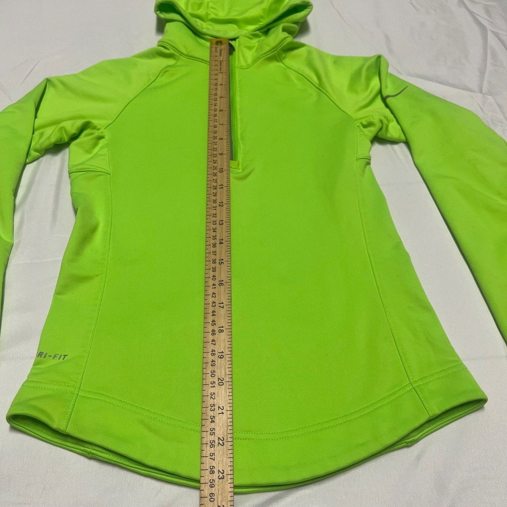 Nike Dri-FIT Womens Neon Green Quarter Zip Running Hoodie XS - Picture 3 of 7